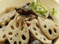 Stir-fried lotus root with shiitake mushroom